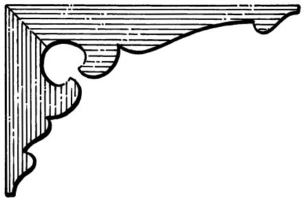 Timber corner bracket CB11 - moulded frame with a round pierce at the corner, scale profile drawing