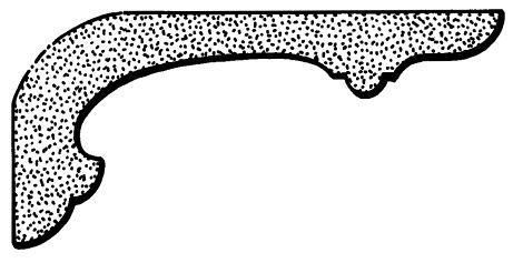 Timber corner bracket CB21 - slender plain swept profile, scale profile drawing