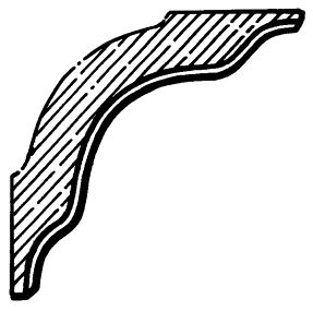 Timber corner bracket CB22 - small plain bracket with an ogee curve, scale profile drawing
