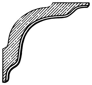 Timber corner bracket CB29 - plain concave curve with a moulded edge, scale profile drawing