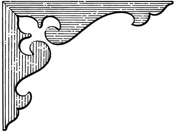 Timber corner bracket CB6 - solid bracket with a lobed fleur-cut edge, scale profile drawing