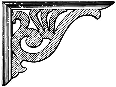 Timber corner bracket CB9 - spiral eye with radiating cut fingers, scale profile drawing
