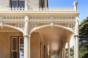 Made-to-order timber joinery - verandah lacework in place after restoration
