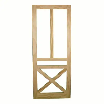 Timber screen door SD9, photographed against white