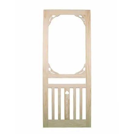 Timber screen door SD5, photographed against white