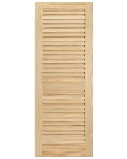 Timber louvre panel, photographed against white, full louvre door