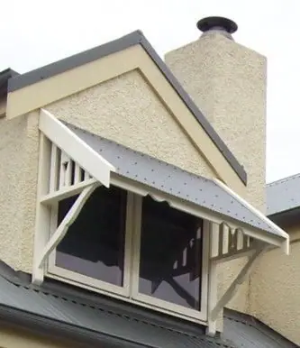 Timber window canopy, installed on a window