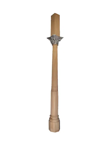 Turned timber verandah post V8 - V8 turned verandah post with a cast capital