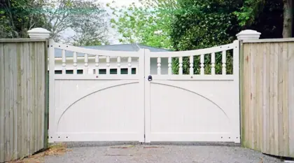 Timber gate ORBOST, installed on a front fence
