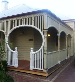 Made-to-order timber joinery, on a porch