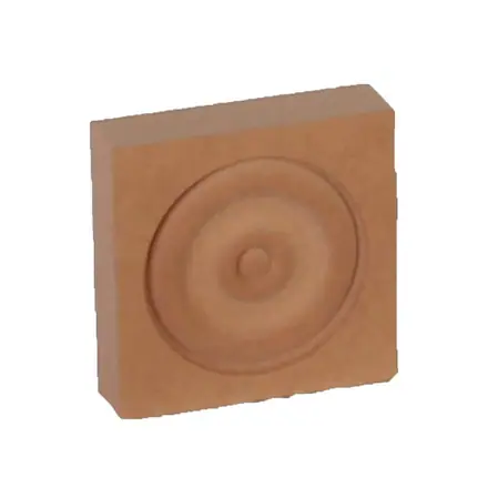 Pine rosette corner block ROSPINE70, 67 x 67 mm, turned centre
