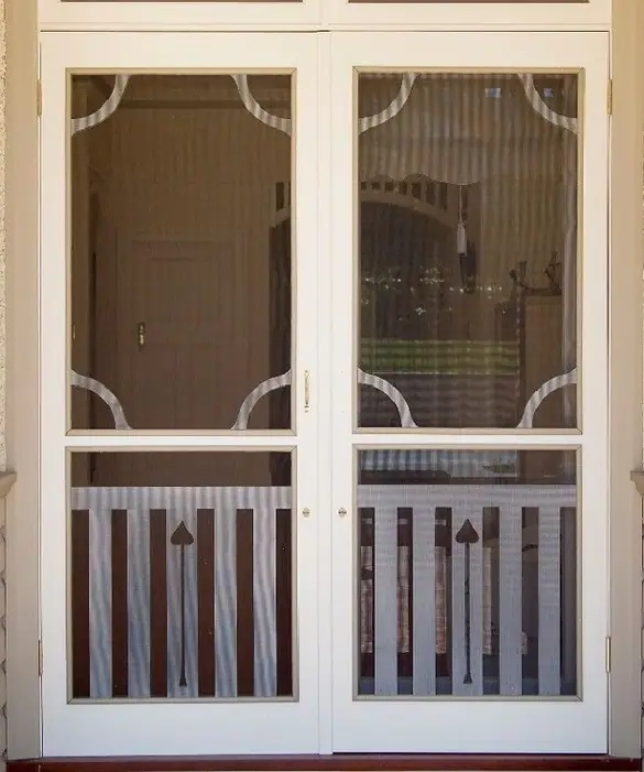 Timber screen door, installed on a doorway