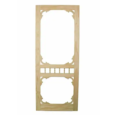 Timber screen door SD8, photographed against white