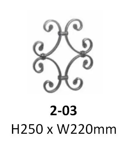 Wrought iron ornate insert, a small scrolled panel shown on a catalogue plate