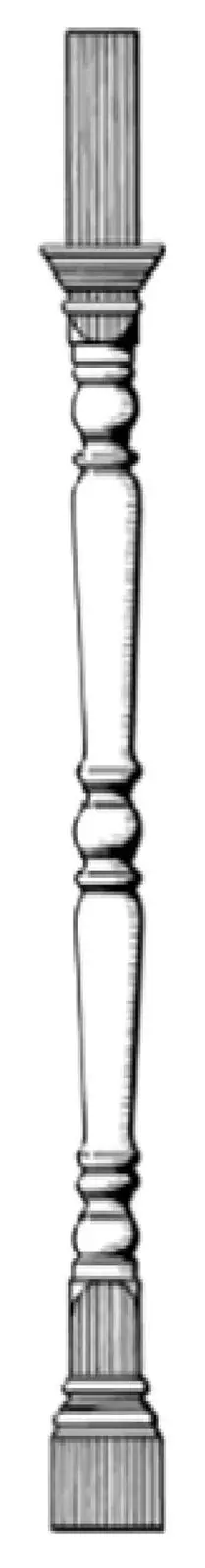 Turned timber verandah post V3B, scale profile drawing