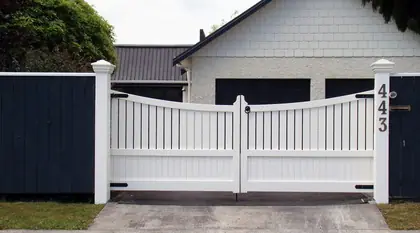 Timber gate VENEER, installed on a front fence
