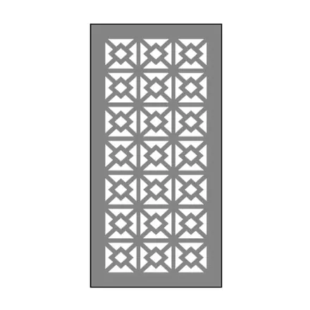 Timber privacy screen pattern, a repeating crossed-diamond lattice, drawn
