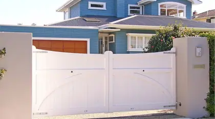 Timber gate MILES, installed on a front fence