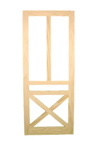 Timber screen door, photographed against white - view 4