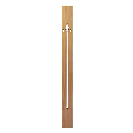 Motif baluster AMBA, single flat baluster pierced with a fleur-de-lys, on white