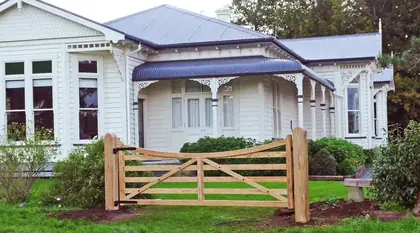 Timber gate RENMARK, installed on a front fence