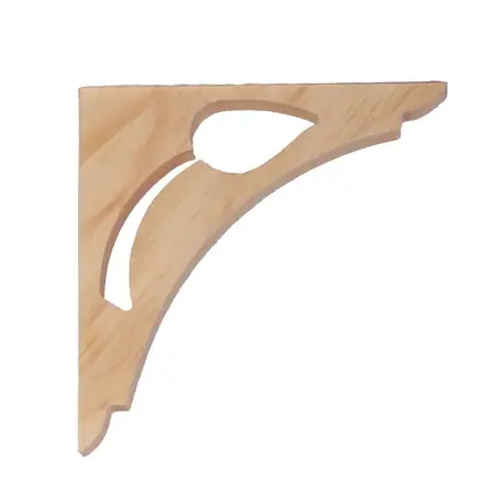 Fretted screen door corner bracket SDB4, unpainted, against white