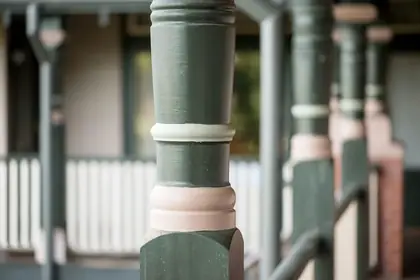 Turned timber verandah post, on a verandah - view 5