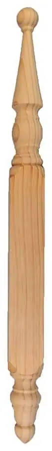 Turned timber gable finial F2, product photograph on a plain background