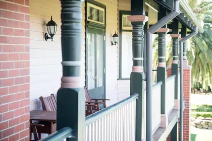 Turned timber verandah post, on a verandah - view 2