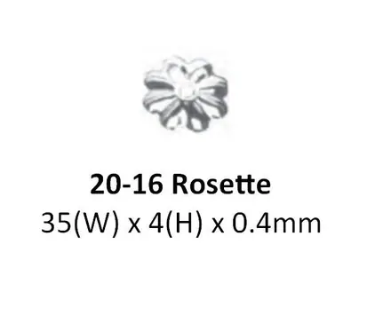 Pressed metal decorative rosette, shown on its own on a catalogue plate