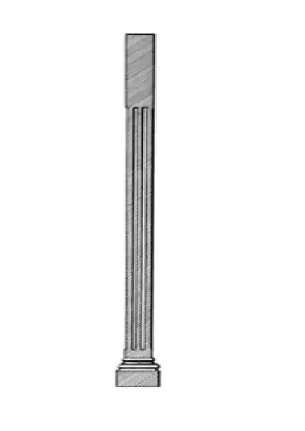 V6B verandah post, fluted shaft between a squared base and capital