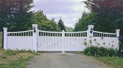 Timber gate WILPENA, installed on a front fence