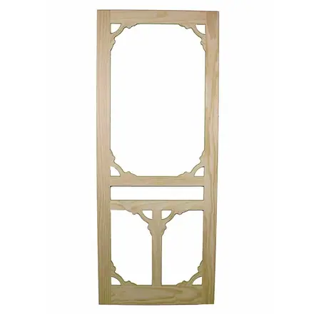 Timber screen door SD17, photographed against white