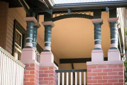 Turned timber verandah post, on a verandah - view 8
