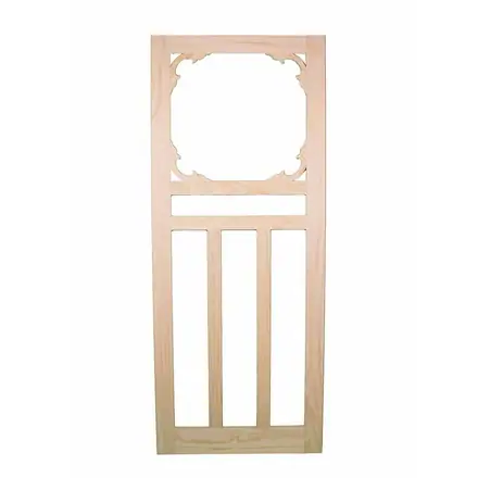 Timber screen door SD6, photographed against white