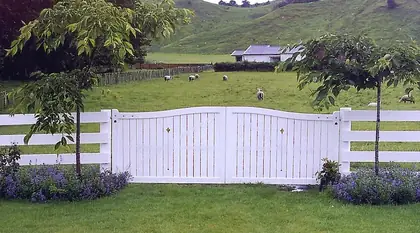 Photograph of a timber gate.