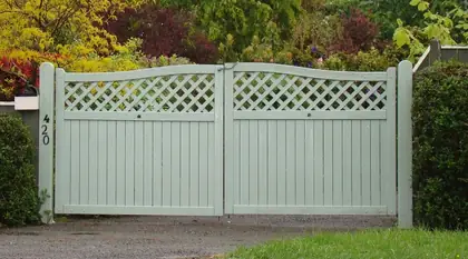 Photograph of a timber gate.