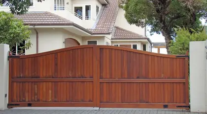 Photograph of a timber gate.