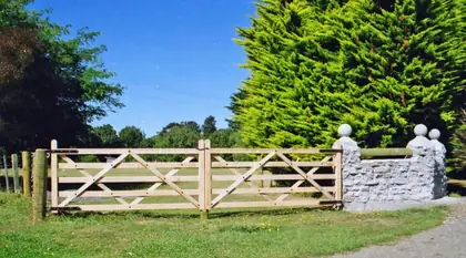 Photograph of a timber gate.
