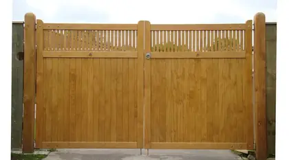 Photograph of a timber gate.
