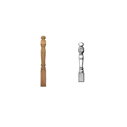 Photograph of a turned dropper or newel post. Trade code N5A.