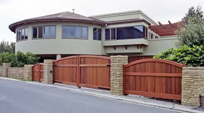 Photograph of a timber gate.
