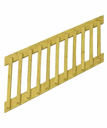 Edited product illustration of right flight balustrade panel without newel posts. Trade code KLFPANELR.