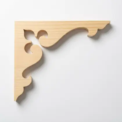 Photograph of a scrolled corner bracket. Trade code CB6.