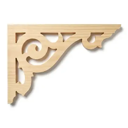 Photograph of a scrolled corner bracket. Trade code CB10.