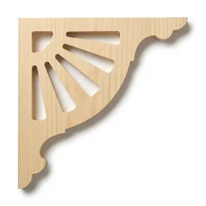 Photograph of a scrolled corner bracket. Trade code CB14.