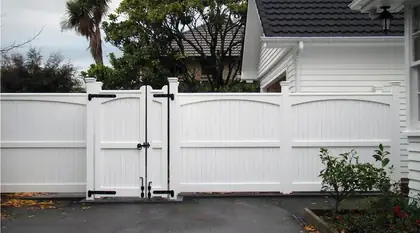Photograph of a timber gate.