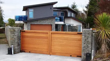 Photograph of a timber gate.
