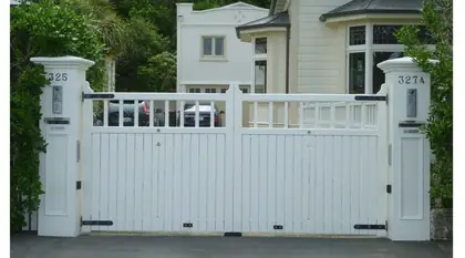 Photograph of a timber gate.