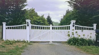 Photograph of a timber gate.